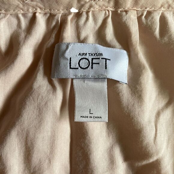 Ann Taylor Loft Twisted Neckline Pink/Peach Sequin Top Size L - Picture 7 of 10